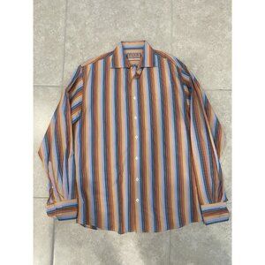 Thomas Pink jermyn street london white Multi Color stripe Size 15/38 100% Cotton